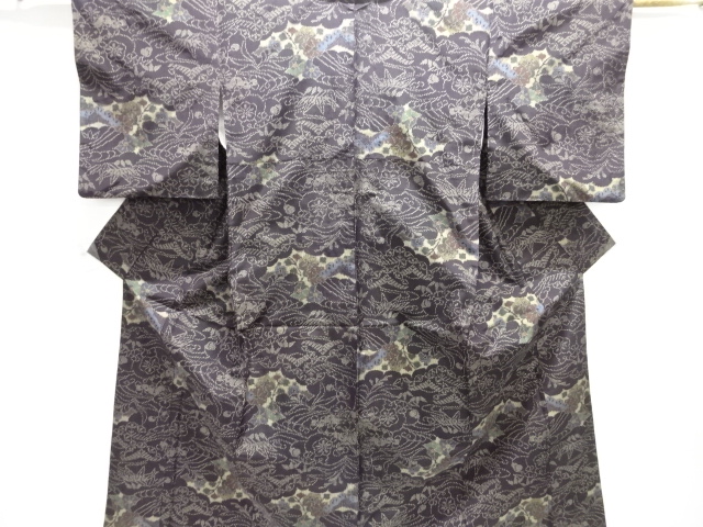 JAPANESE KIMONO / TOKAMACHI TSUMUGI / WOVEN PINE & UME 